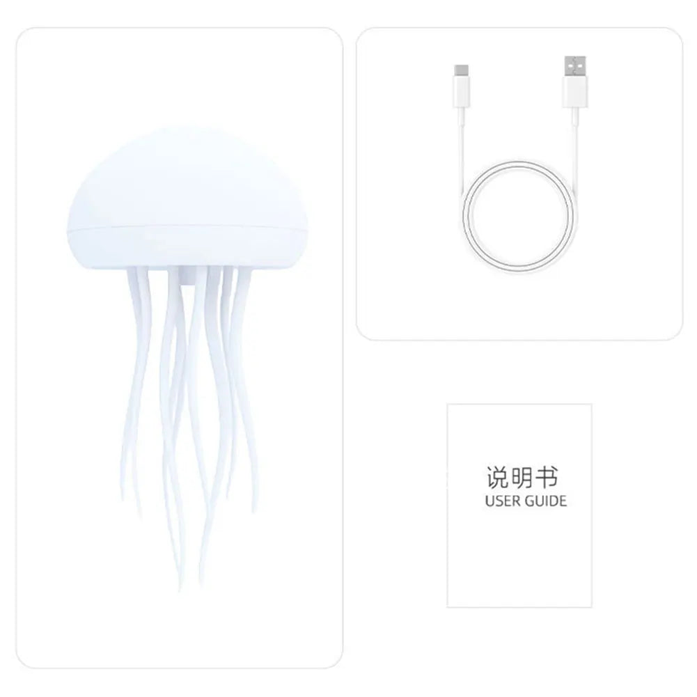 Cartoon Jellyfish Night Light RGB Gradient Cute Jellyfish Bedside Lamp Voice Control Type-C Charging LED Night Lamp